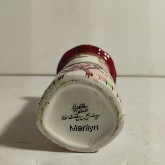 Vintage Bella Casa Marilyn Vase Susan Paley Ganz Ceramic Pink Heart - Picture 9 of 10